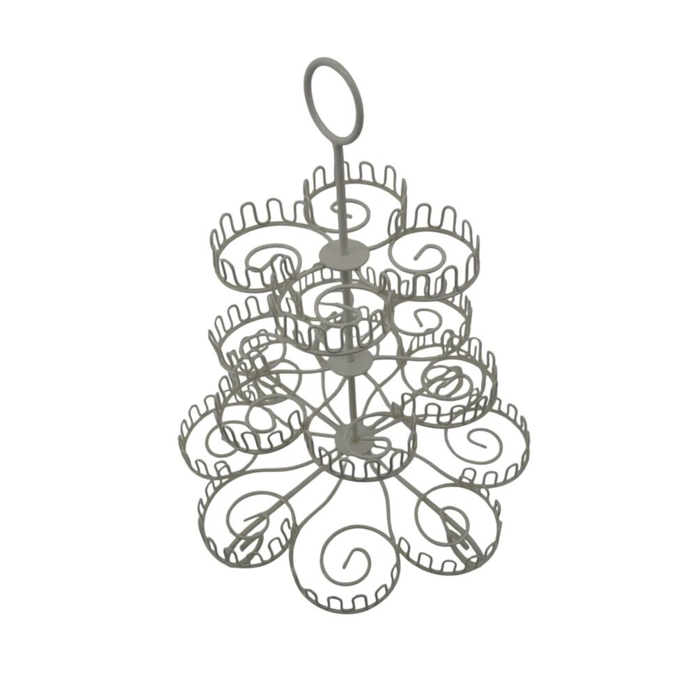 Cupcake Stand White Metal 3 Tier Holds 18 Wedding Party Pastry